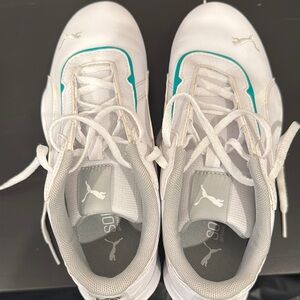 Puma White and Teal Sneakers
